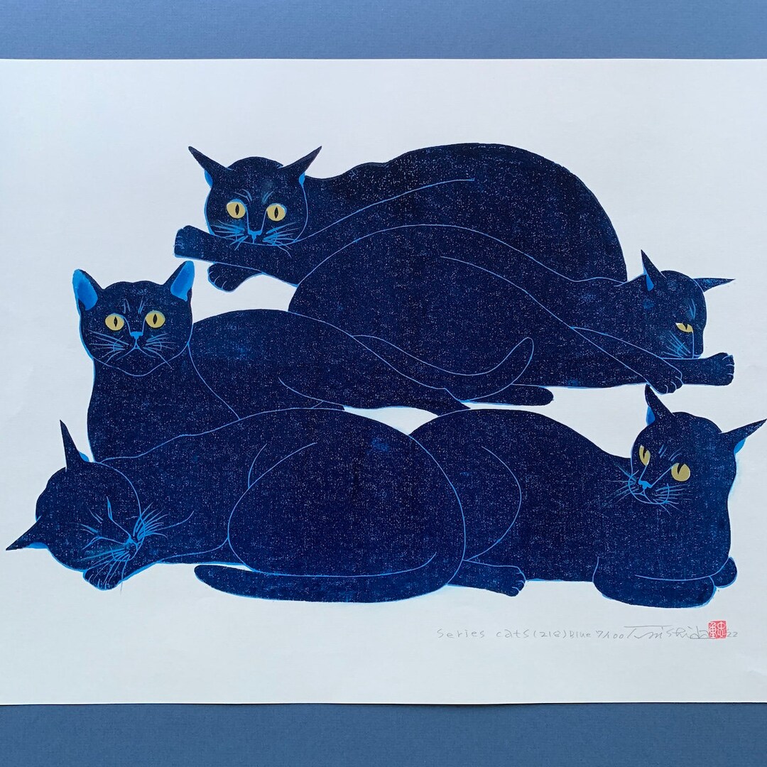 西田忠重「猫シリーズ218 青い兄弟」 - Etsy 日本