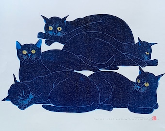 西田忠重「猫シリーズ218 青い兄弟」 - Etsy 日本