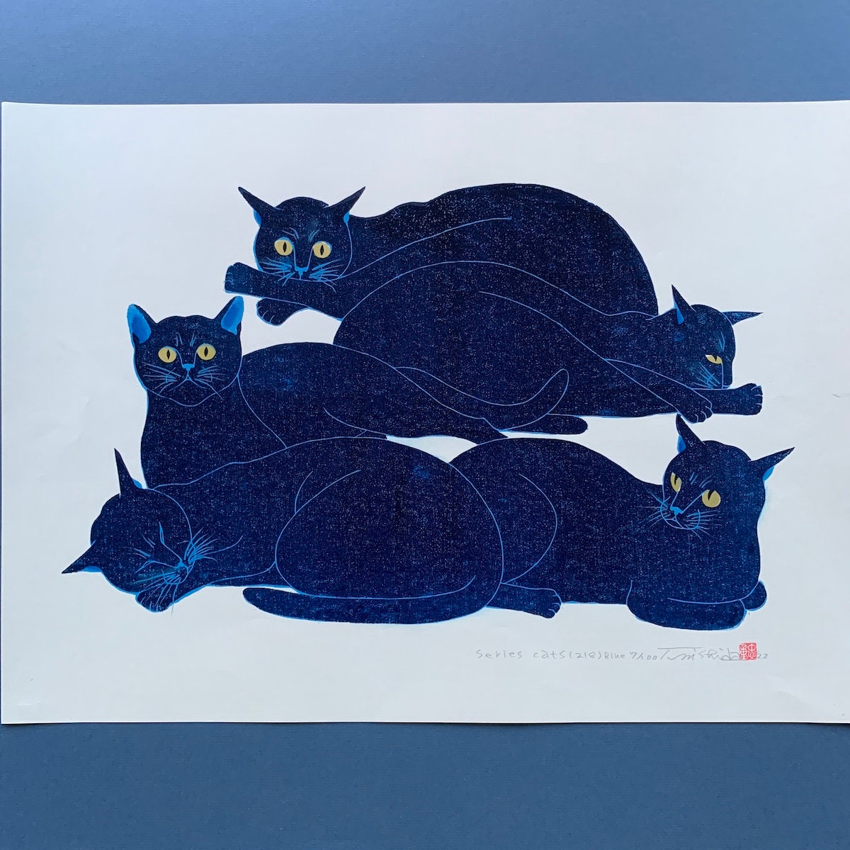 版画 黒猫5匹 西田忠重作 【公式通販】
