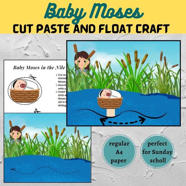 Baby Moses Craft, Nile River,  Bible Activity for kids, old testament , Creation Activity, Christian Kids Printable, Sunday School, church
