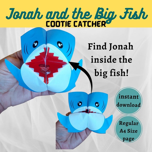 Jonah and the Big Fish, cootie catcher , Bible Lesson for Kids, Homeschool Activities, Sunday School, Old Testimony, bible story craft
