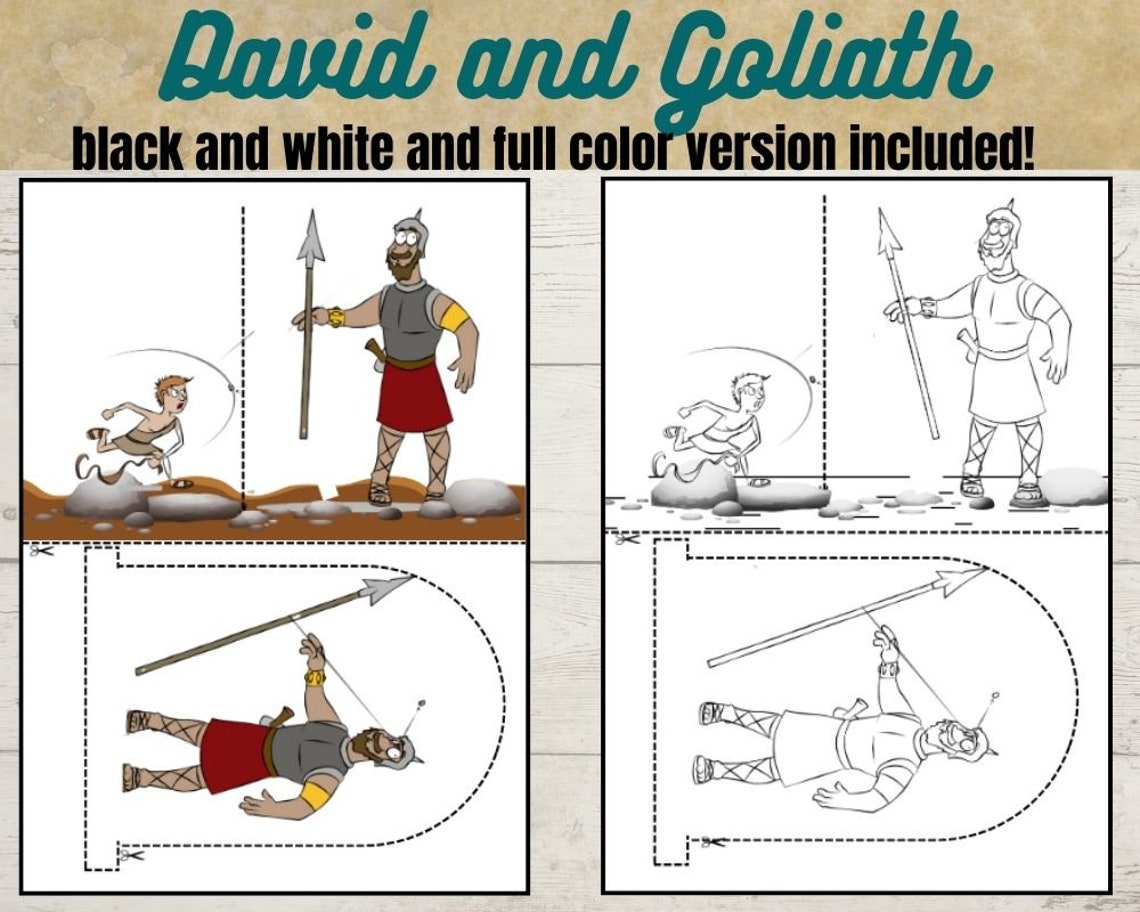 David and Goliath Printable, Sunday School Craft, Bible Story Activity