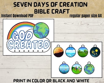 7 Days of Creation Printable, Bible Activity for kids, Genesis old testament , Creation Activity, Christian Kids Printable, Sunday School