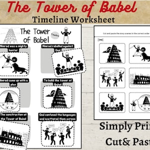 Tower of Babel Printable, Nimrod, Bible Activity for kids, old testament, Sunday School, Christian homeschool, bible story timeline,