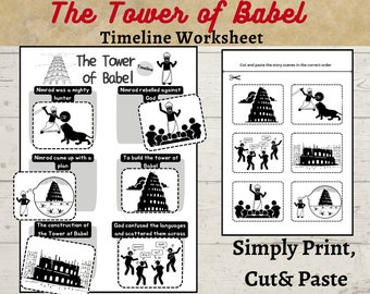 Tower of Babel Printable, Nimrod, Bible Activity for kids, old testament, Sunday School, Christian homeschool, bible story timeline,