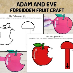 Adam and Eve Bible Craft for Kids, The Fall, Sunday School Craft, Homeschool Activities, bible story worksheet, Genesis, Bible Lesson,