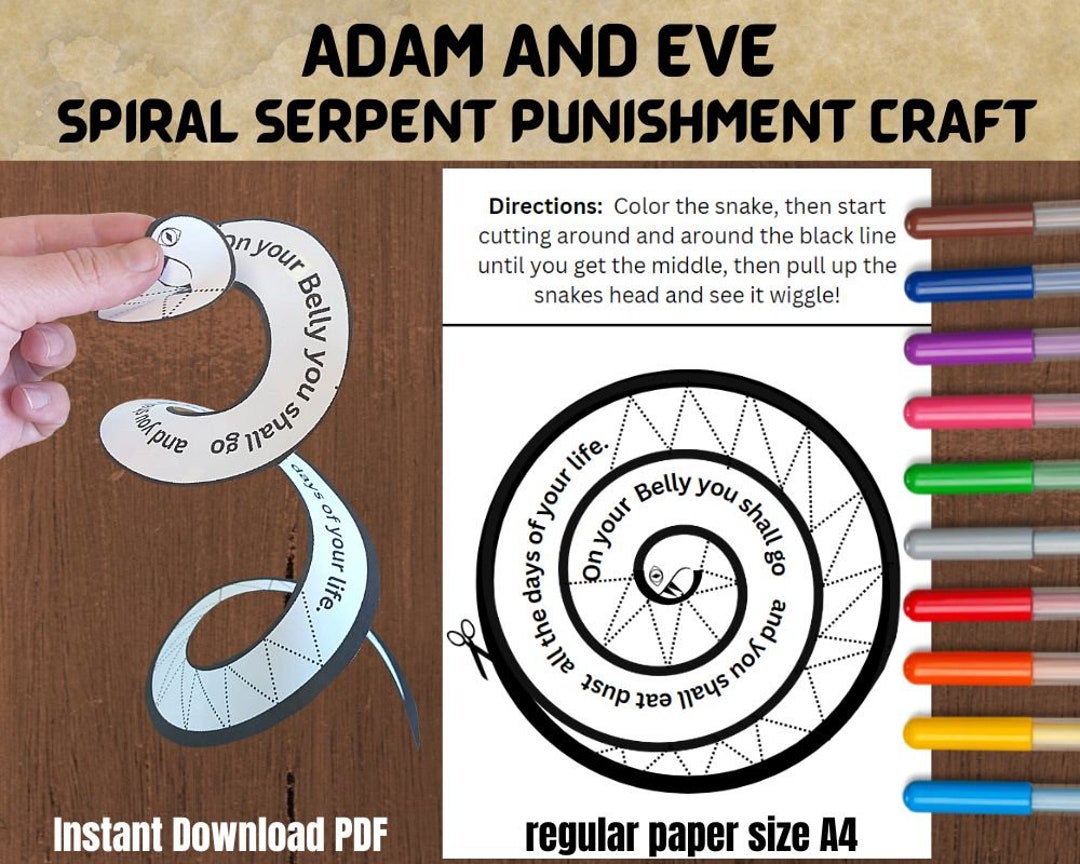 Adam and Eve Bible Craft for Kids Spiral Serpent the Fall