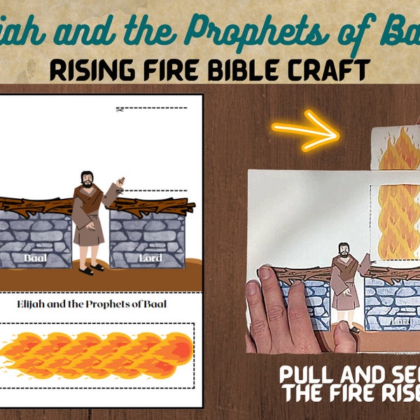 Elijah and the Prophets of Baal, Sunday school Craft, Bible Story Activity kids, Instant Download, old testament ,homeschool printables