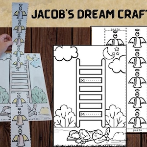 Jacob&#39;s dream Printable, Sunday school Craft, Bible Story Activity kids, Instant Download, Genesis, old testament ,homeschool worksheets