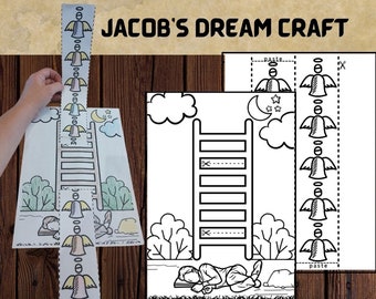 Jacob&#39;s dream Printable, Sunday school Craft, Bible Story Activity kids, Instant Download, Genesis, old testament ,homeschool worksheets