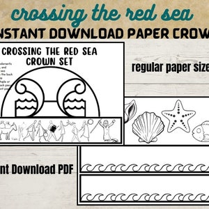 Crossing the Red Sea , Paper Crown Activity, Printable, Bible Craft for ...
