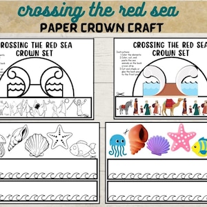 Crossing the red sea , Paper Crown activity, Printable, Bible craft for Kids, Sunday school, Instant Download