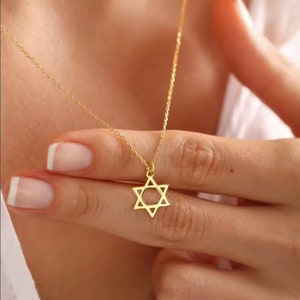 Star of David Necklace, Religious and Spiritual Jewelry, gold plated Charm, Minimalist Jewish Star Pendant, Handmade Magen David Necklace