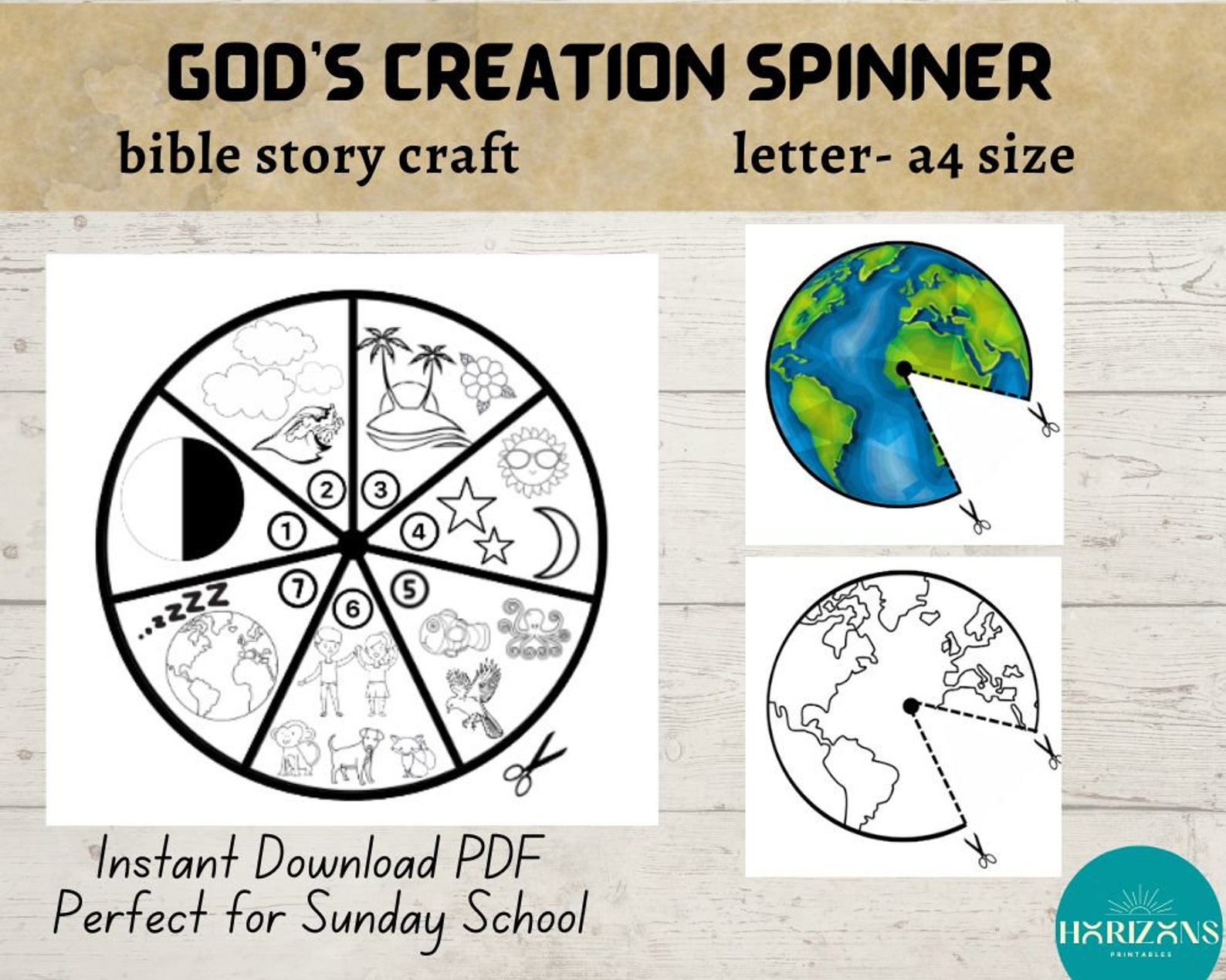 Gods 7 Days Creation Sunday School Craft, Bible Story Activities for