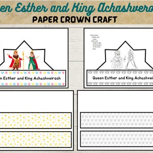Queen Esther, Paper Crown activity, Printable, Bible craft for Kids, Sunday school, Instant Download, Sunday school