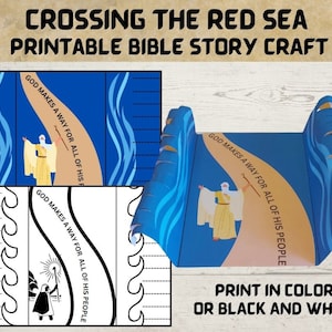 Cruzando el mar rojo Imprimible, Manualidad de escuela dominical, Actividad de historia bíblica para niños, Descarga instantánea, Antiguo Testamento, Historia bíblica para niños