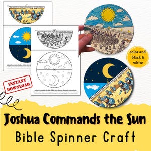 Joshua Commands the Sun Spinner Printable,  Sunday school Craft, Bible Story Activity kids, Spinner Wheel,  Instant Download, old testament