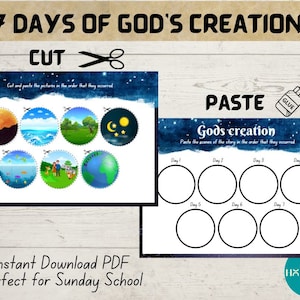 7 Days of Creation Printable, Bible Activity for kids, Genesis old testament , Creation Activity, Christian Kids Printable, Sunday School