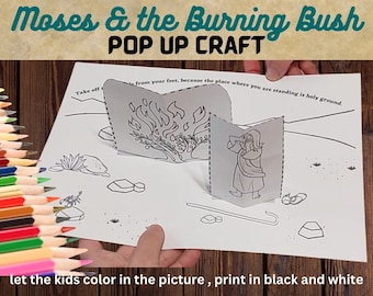 Moses and the burning bush, Sunday school Craft, Bible Story Activity kids, Instant Download, Genesis, old testament ,homeschool worksheets