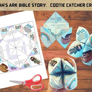 Noah&#39;s Ark Bible Story Activity, Sunday school craft, Printable paper worksheet, Fortune Teller, Cootie Catcher, A4 Size, Instant Download