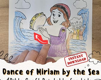Miriam’s song – Printable Moving Arm Bible Craft, Parting of the Red Sea, Activity for Kids, Sunday School, Christian Homeschool Lesson, VBS