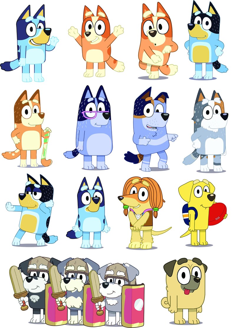 Bluey 12 Character Sticker Sheets. Easy Peal Cut to Shape. - Etsy