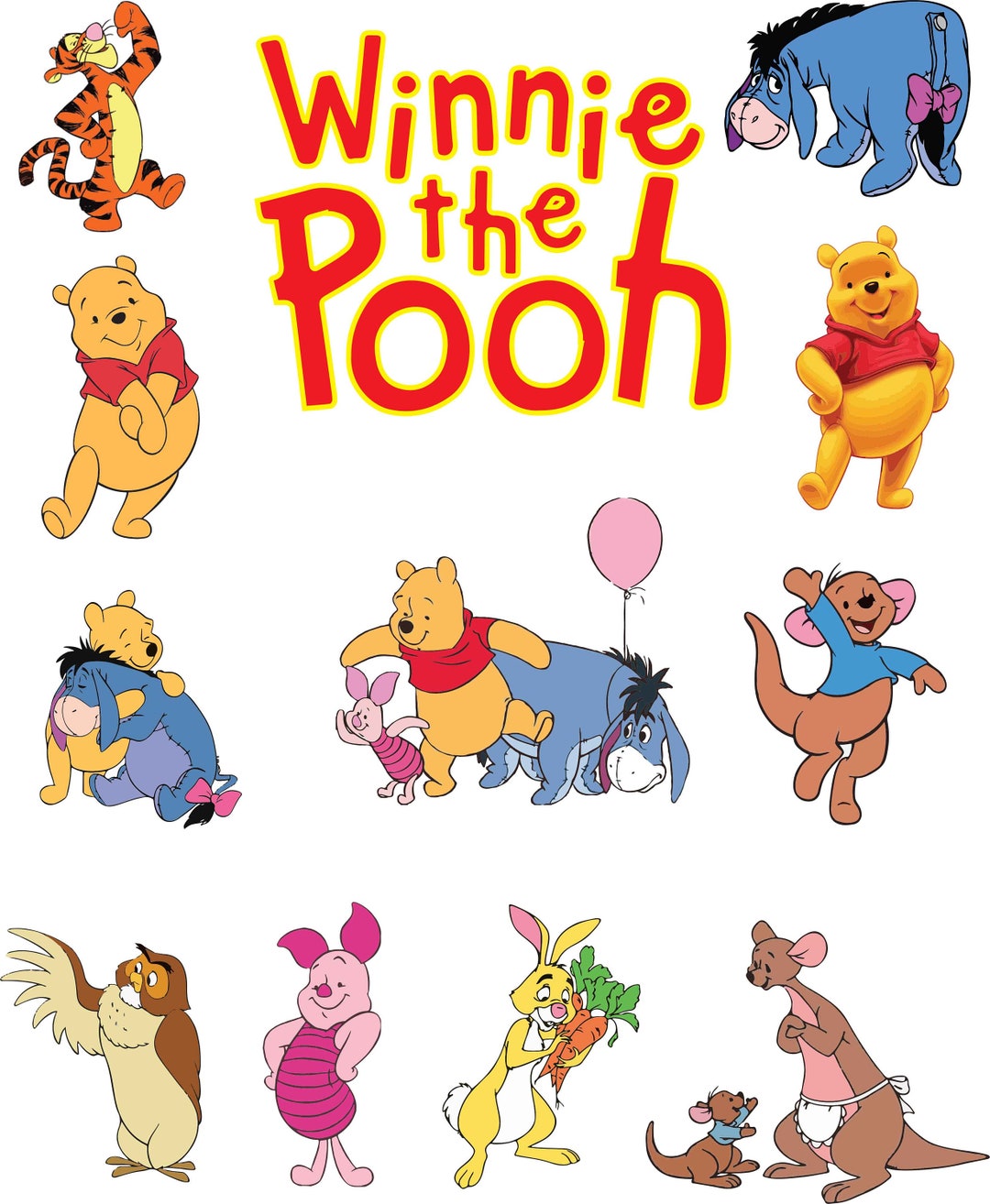 Winnie The Pooh High Res Images All Characters Included PNG PDF SVG 