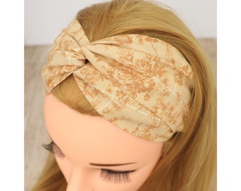 Headband Women | Haarband Damen | Beige roses | Nurse headband | Stirnband Damen | Bandeau cheveux | Head wrap | Yoga| Fabric hairband