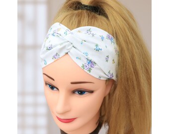 Diadema para mujer / Diadema para mujer / Diadema con flores blancas / Diadema de enfermera / Diadema para mujer / Bandeau para el cabello / Pañuelo para la cabeza / Yoga / Diadema de tela