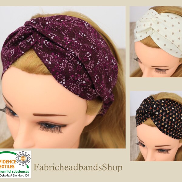 Headband Women | Haarband Damen | Nurse headband | Stirnband Damen | Bandeau cheveux | Head wrap | Yoga | Fabric hairband | Twist headband