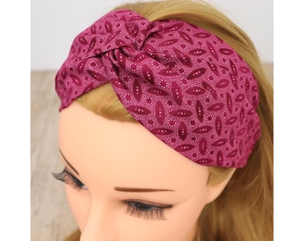 Bandeau Femme | Haarband Damen | Motif framboise | Bandeau infirmière | Stirnband Damen | Bandeau cheveux | Tour de tête | Yoga| Bandeau en tissu