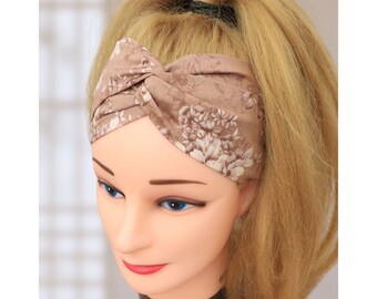Diadema Mujer / Haarband Damen / Rosas beige III. / Diadema de enfermera / Stirnband Damen / Bandeau cheveux / Envoltura para la cabeza / Yoga / Diadema de tela