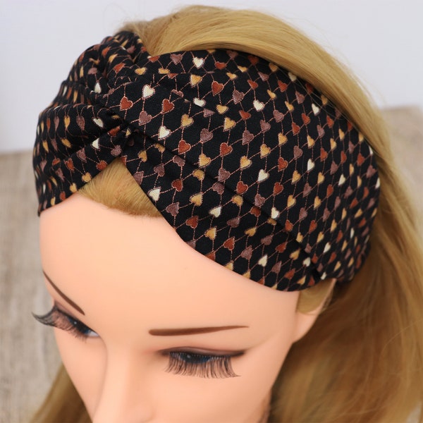 Headband Women | Haarband Damen | Hearts gold | Nurse headband | Stirnband Damen | Bandeau cheveux | Head wrap | Yoga | Fabric hairband