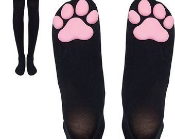 Cat Paw Pad Socks Thigh High Pink Cute 3D Kitten Claw Stockings for Girls Women Cat Cosplay