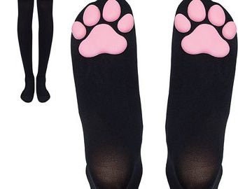 Adult Paw Print Socks Kink - White - Pet-Play Socks - PaddedPawzUK