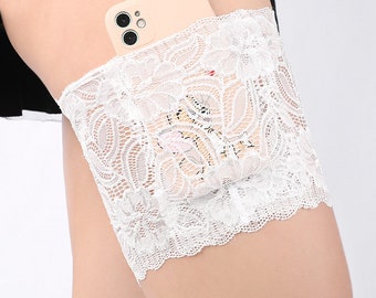 Lace socks cover anti-slip silicone phone bag ladies thigh garter