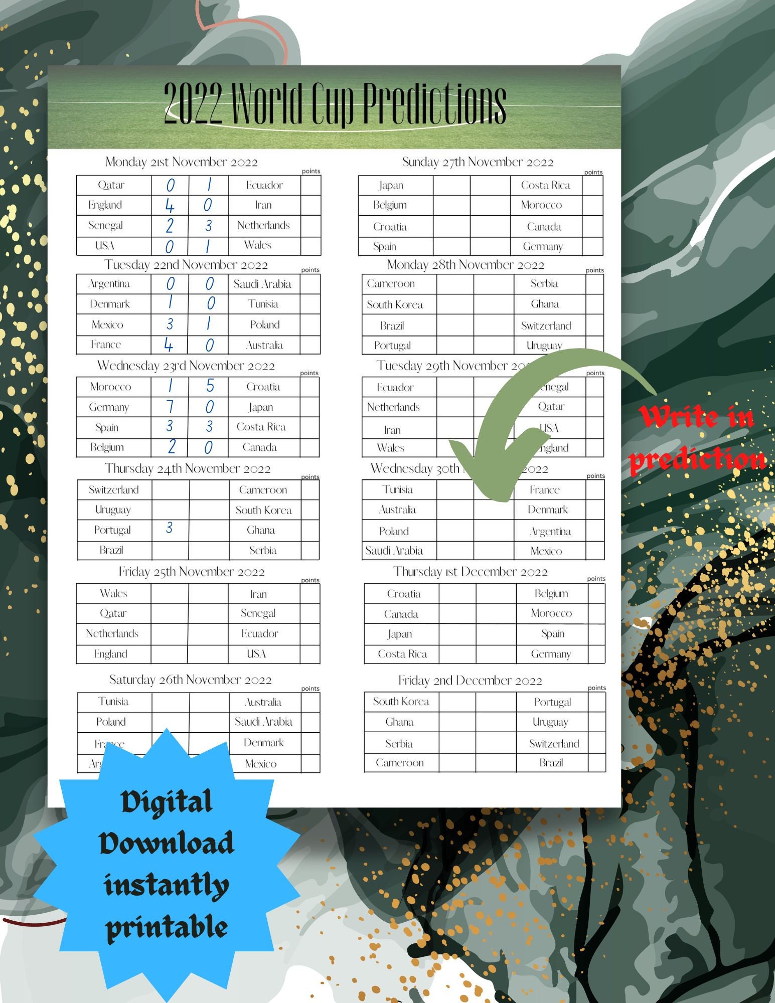 Sweepstake Fifa World Cup World Cup Sweepstake Football Etsy UK