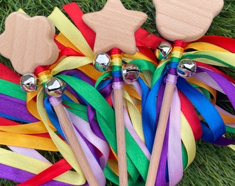 Special Offer Handmade Montessori Sensory Ribbon Wand with Bells - Star, Bear, Flower