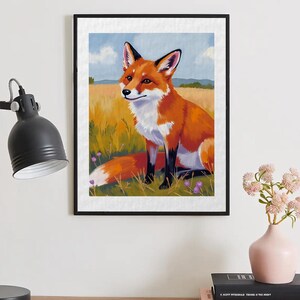 Red Fox Art Print Cottagecore Meadow Nursery Wall Art Whimsical Animal Illustration Nature Lover Gift Countryside Wildlife Artwork