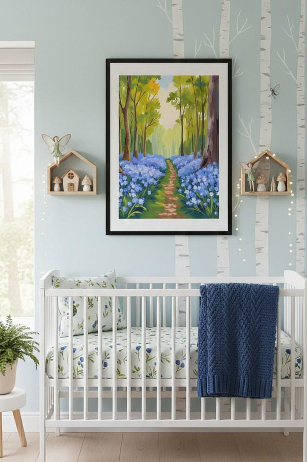 Bluebell Nursery Wall Art Printable – Woodland Fairy Illustration for ...