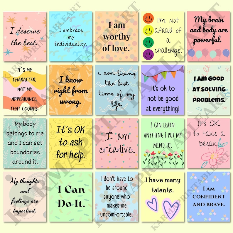 Sunshine Affirmation Cards for Kids Children Motivational Cards Set of ...