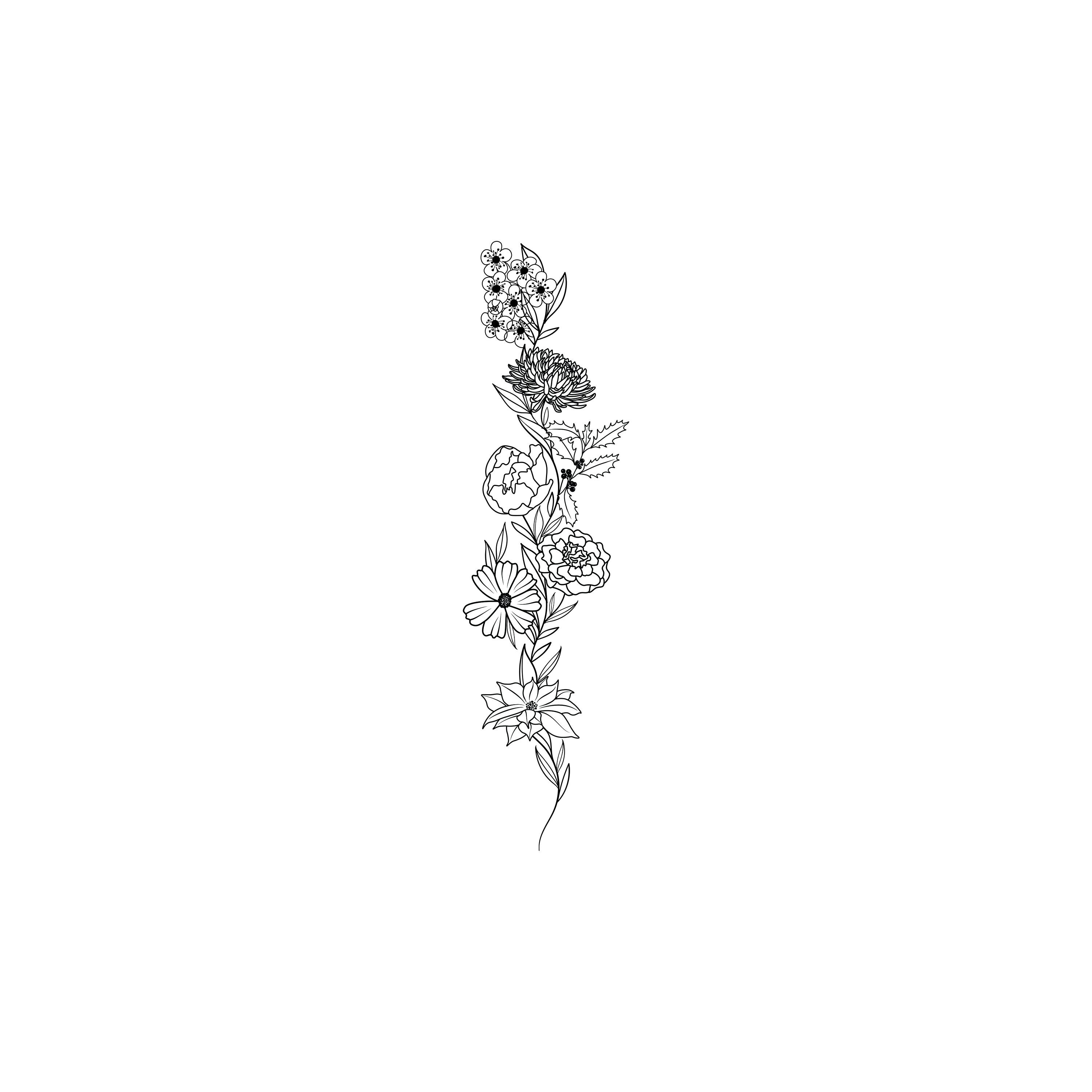 August Birth Flower Spine Tattoo Idea