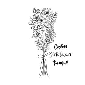 DIGITAL Custom Family Birth Flower Bouquet /Family Birth Month Tattoo Design/ Minimalist Design/ Birth Flowers Line Art Print / A4 !