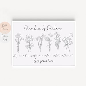 Birth Month Flower Print: Personalized Family Garden Gift (Digital Download)