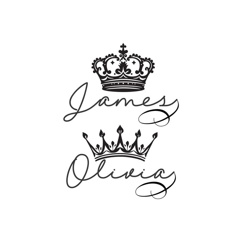 Custom Name With Crown Tattoo Design | Minimalist Tattoo PNG | Digital ...