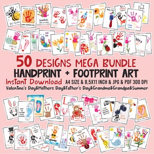 Valentine day handprint keepsake art / Hands Handprint Art / Kids Baby Toddler / Mother's Day Mom Mum / Keepsake Craft Gift DIY Card Print