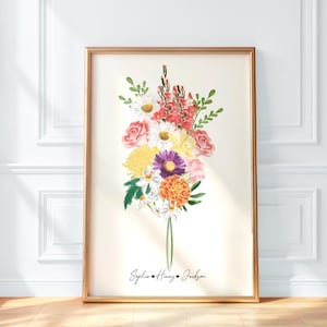 Custom Family Birth Flower Bouquet - Grandma&#39;s Garden (Digital Download)