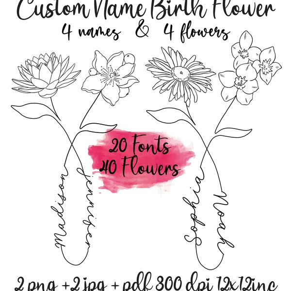 Flower Name Decal Etsy