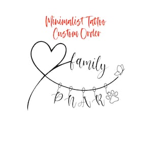 Minimalist Tattoo Printable stencil,  Custom Name Design, Tattoo Design Custom, Images Of Family Initials Digital Download