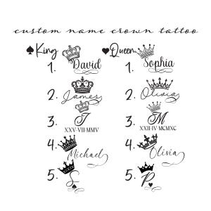 Custom Name With Crown Tattoo Design | Minimalist Tattoo PNG | Digital Downloadable